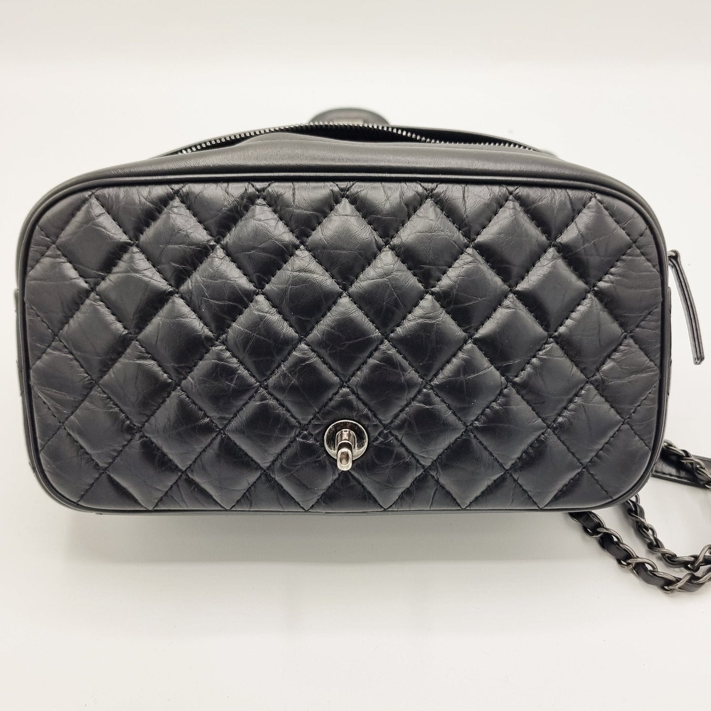 Easy Flap Zip Black Leather Aged Calfskin