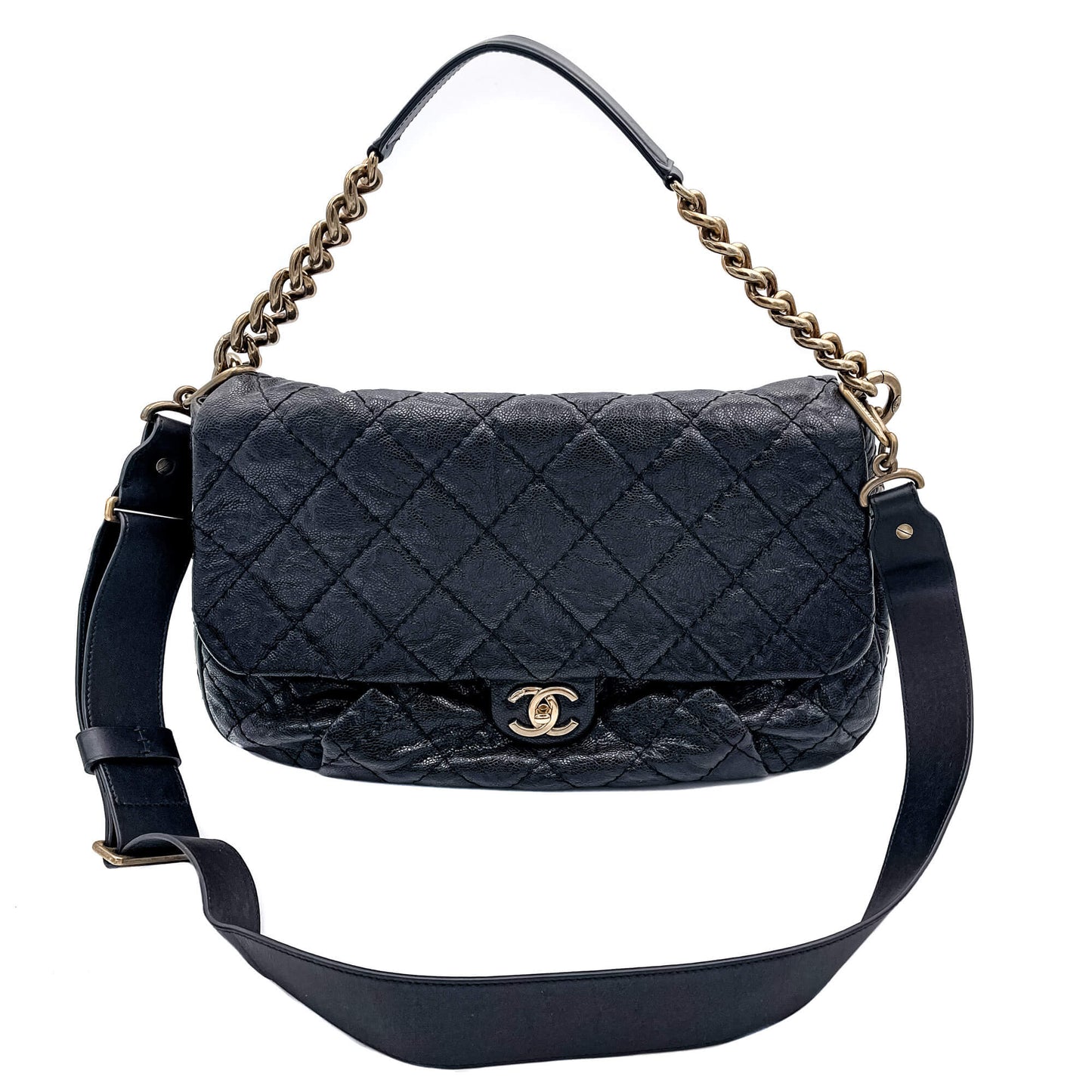Jumbo Distressed Caviar Black Bag