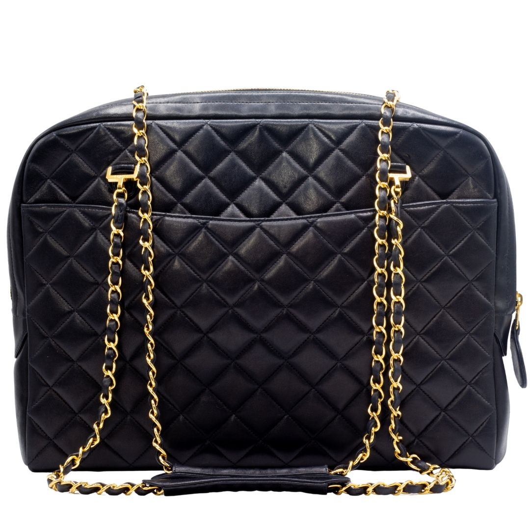 Vintage Black MatelassÃƒÆ’Ã‚Â© Lambskin Shoulder Bag