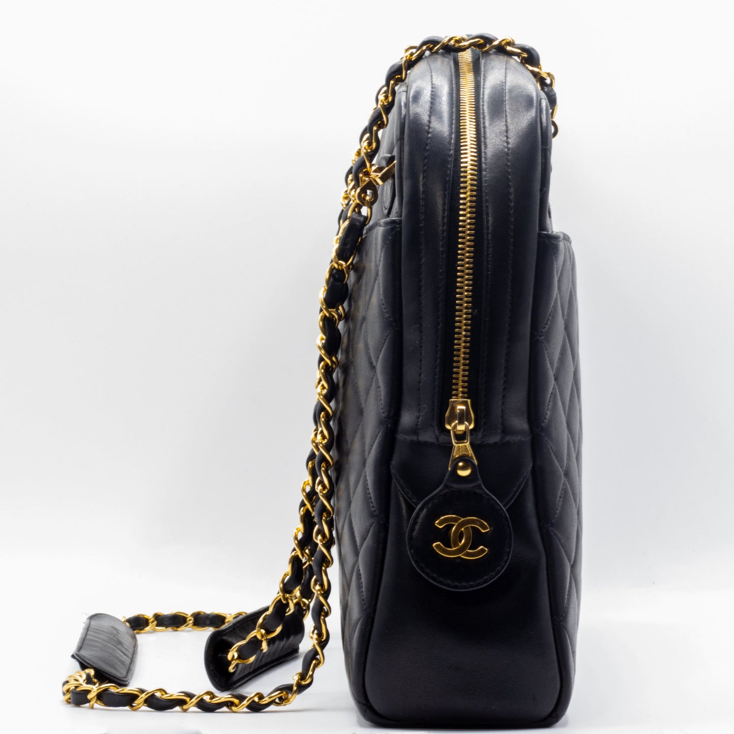 Vintage Black MatelassÃƒÆ’Ã‚Â© Lambskin Shoulder Bag