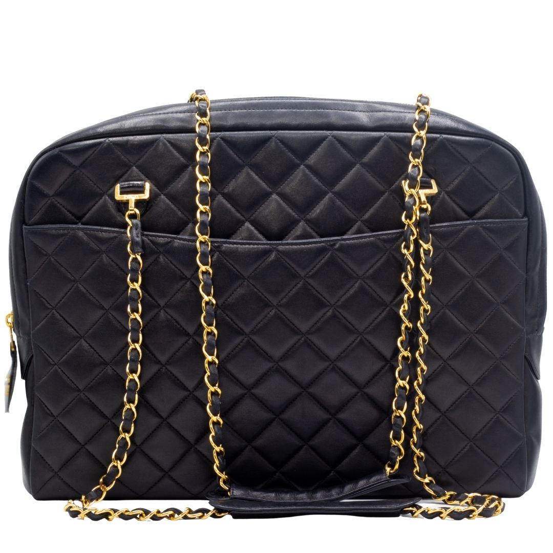 Vintage Black MatelassÃƒÆ’Ã‚Â© Lambskin Shoulder Bag