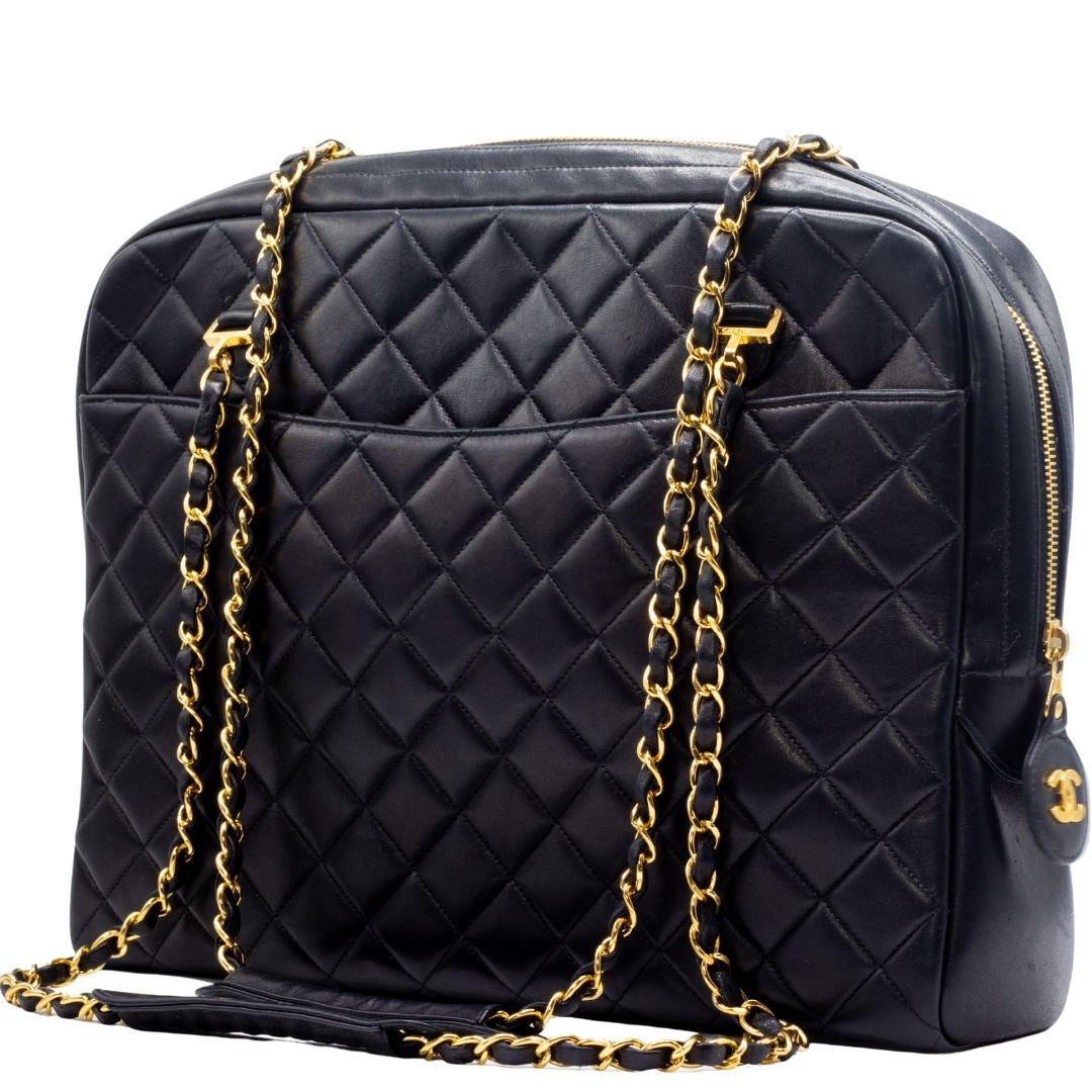 Vintage Black MatelassÃƒÆ’Ã‚Â© Lambskin Shoulder Bag