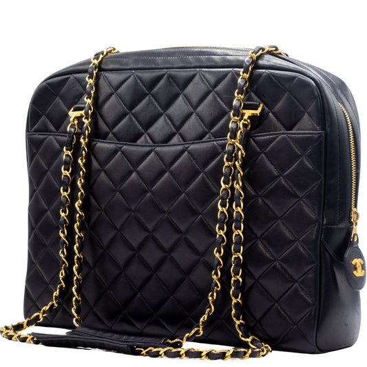 Vintage Black MatelassÃƒÆ’Ã‚Â© Lambskin Shoulder Bag