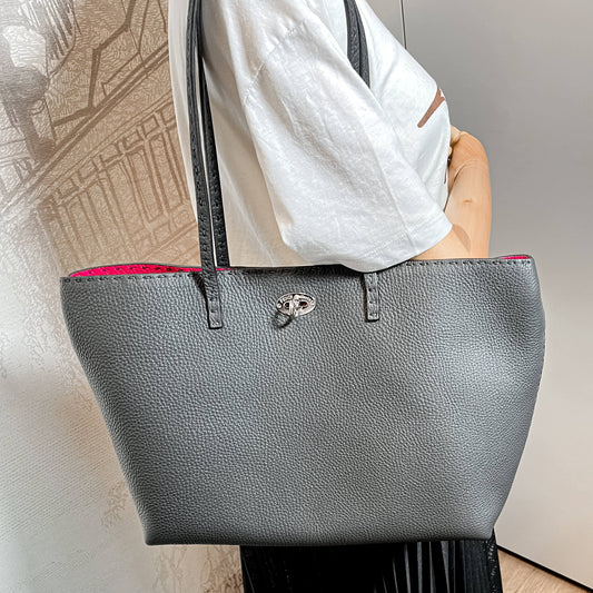 Carla Selleria Leather Grey Tote Bag