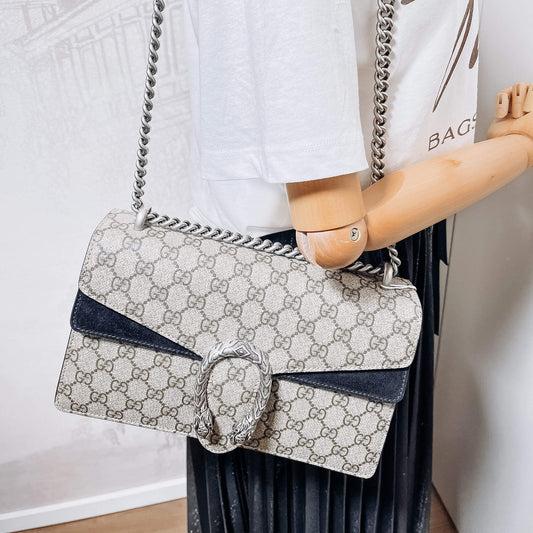 Dionysus GG Small Chain Shoulder Bag Beige and Black