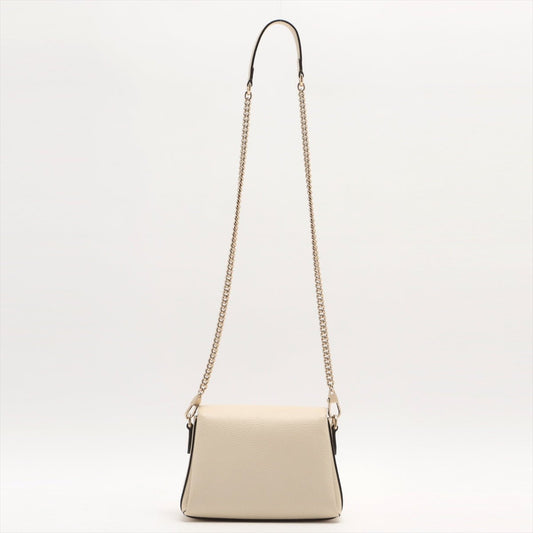 Interlocking GG Leather Chain Shoulder Bag Beige