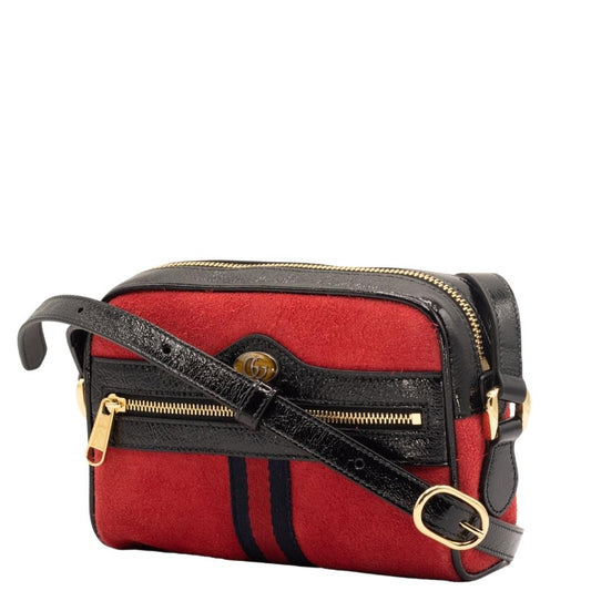Ophidia Red Suede Small Shoulder Bag