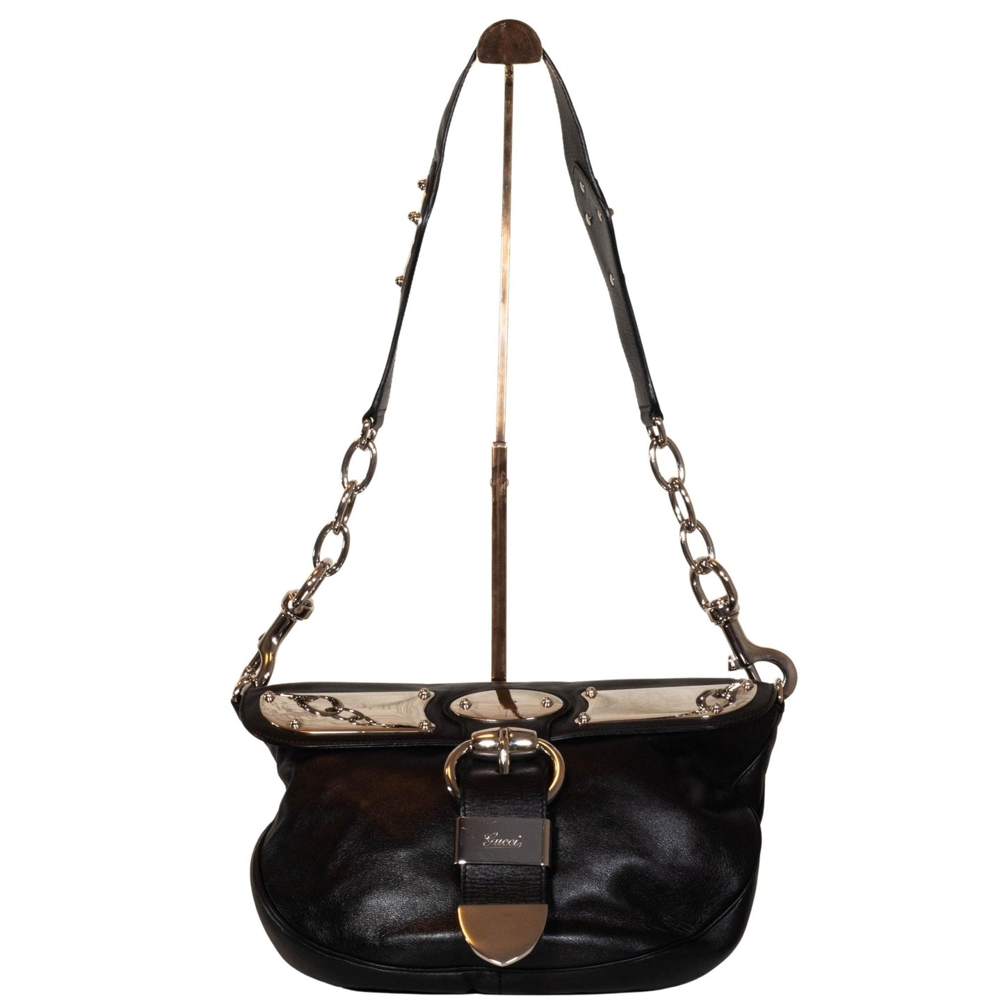 Romy Leather Medium Shoulder Bag Black