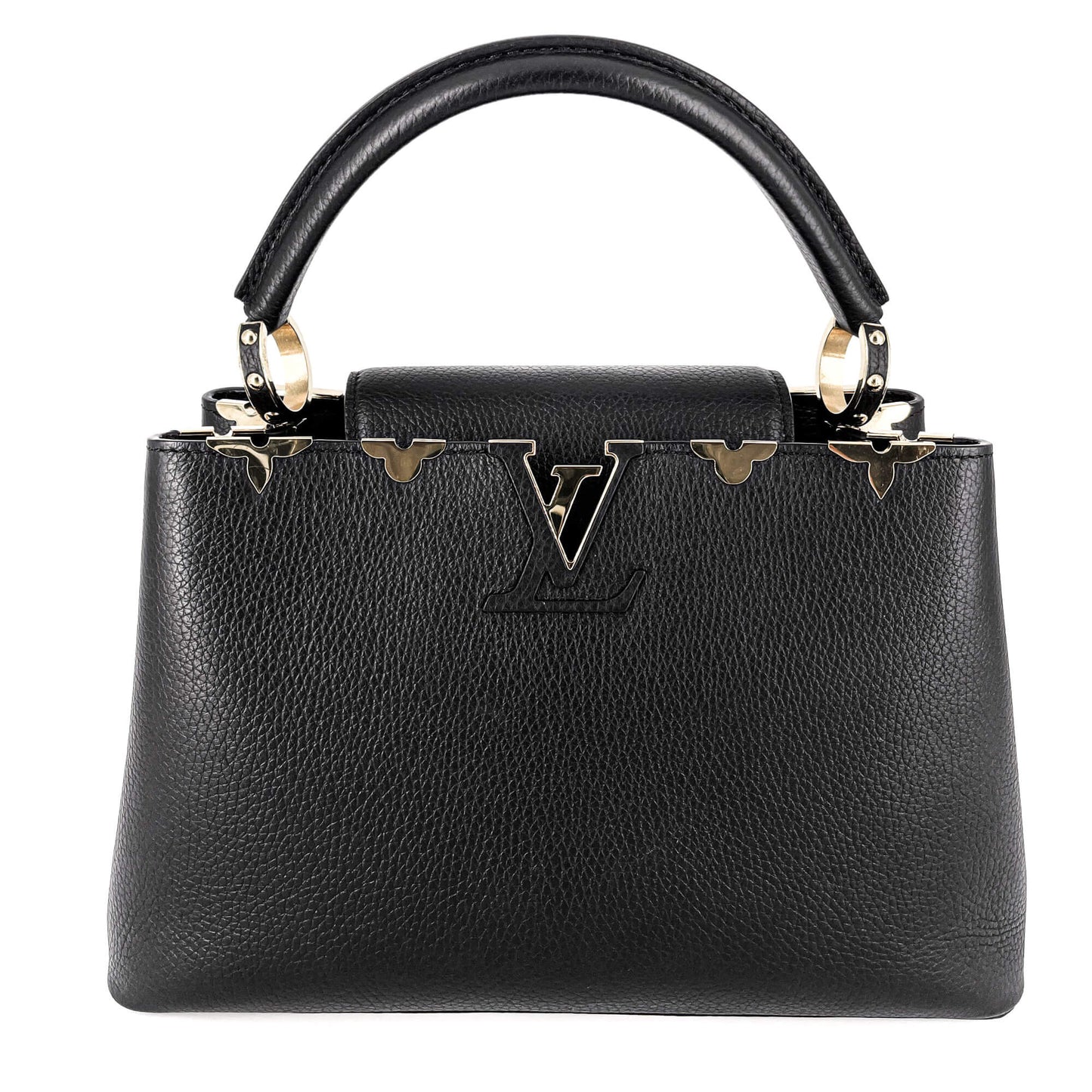 Capucines MM Crown Black Leather