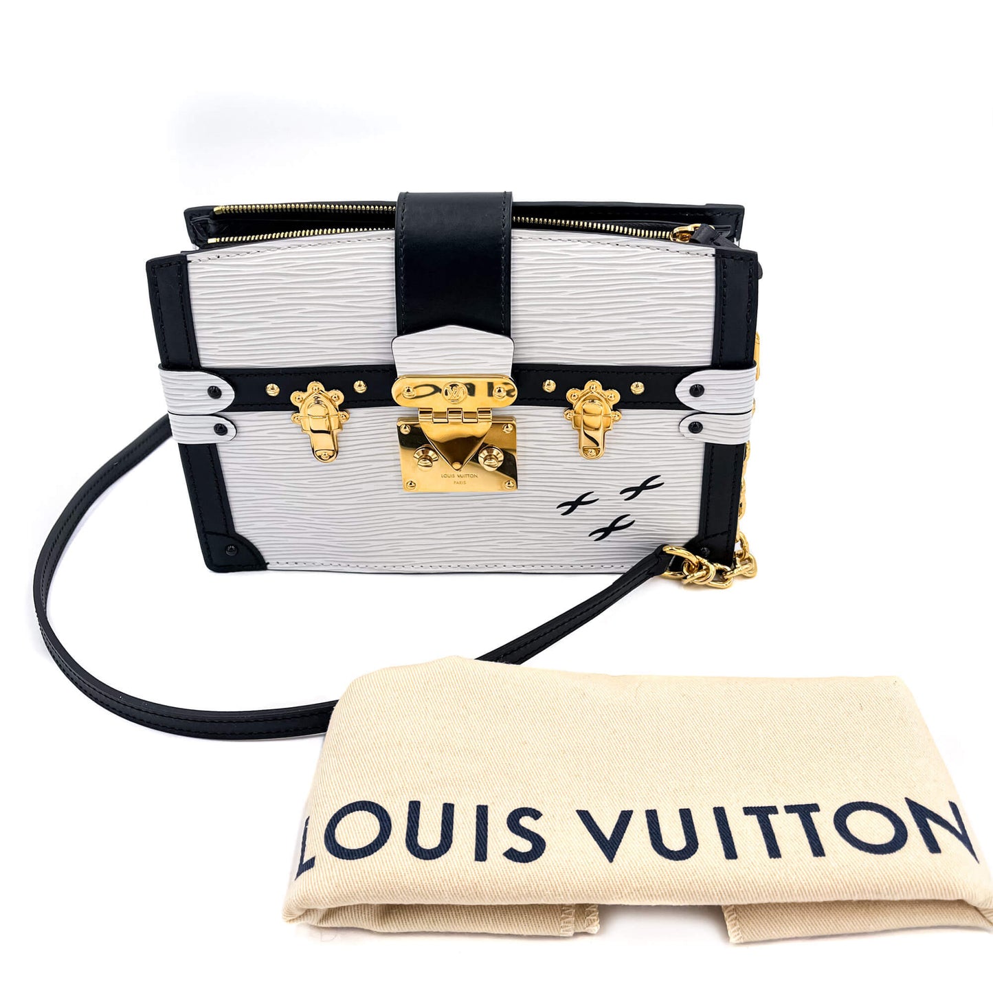Trunk Clutch Epi Leather White Bag