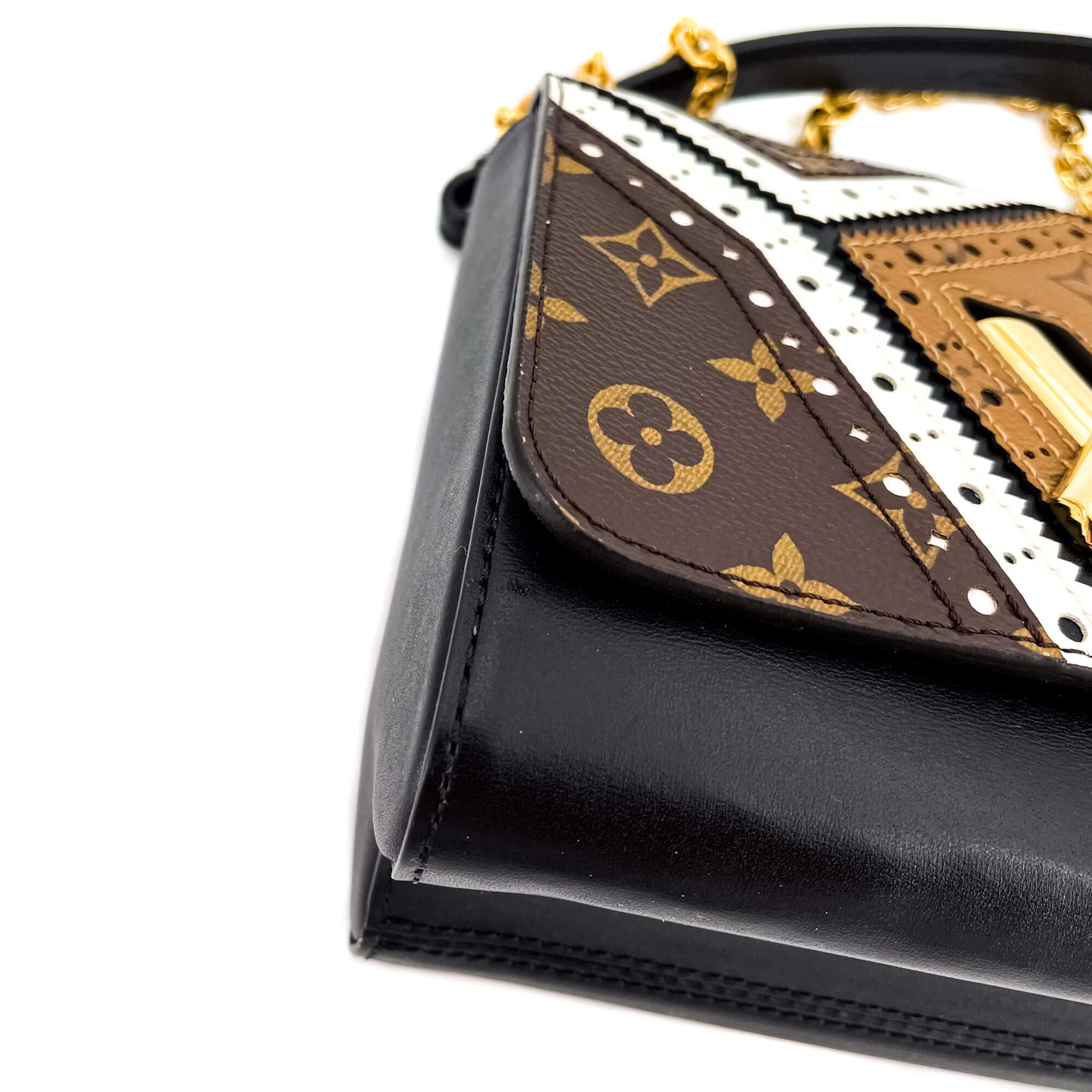 Twist Chain MM Monogram Canvas & Leather Brogue Reverse Bag