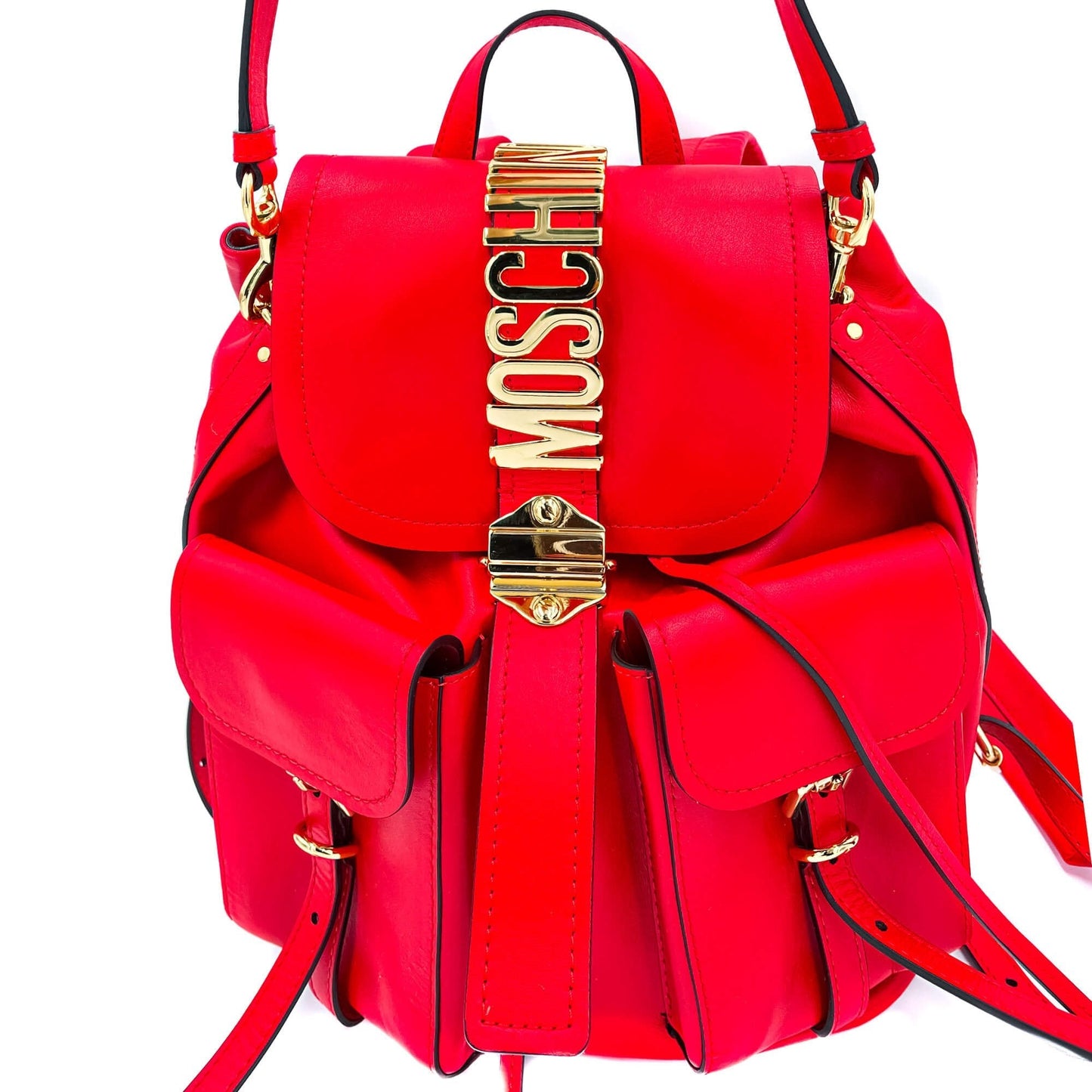 Leather Red Backpack