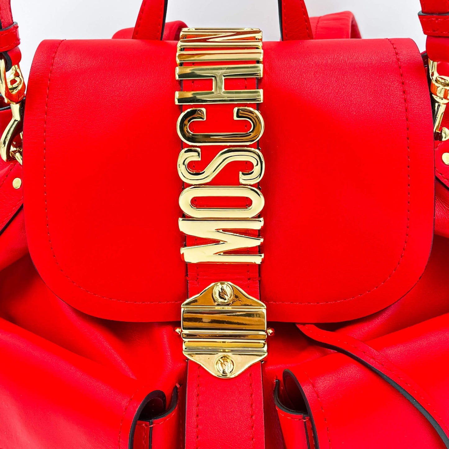 Leather Red Backpack