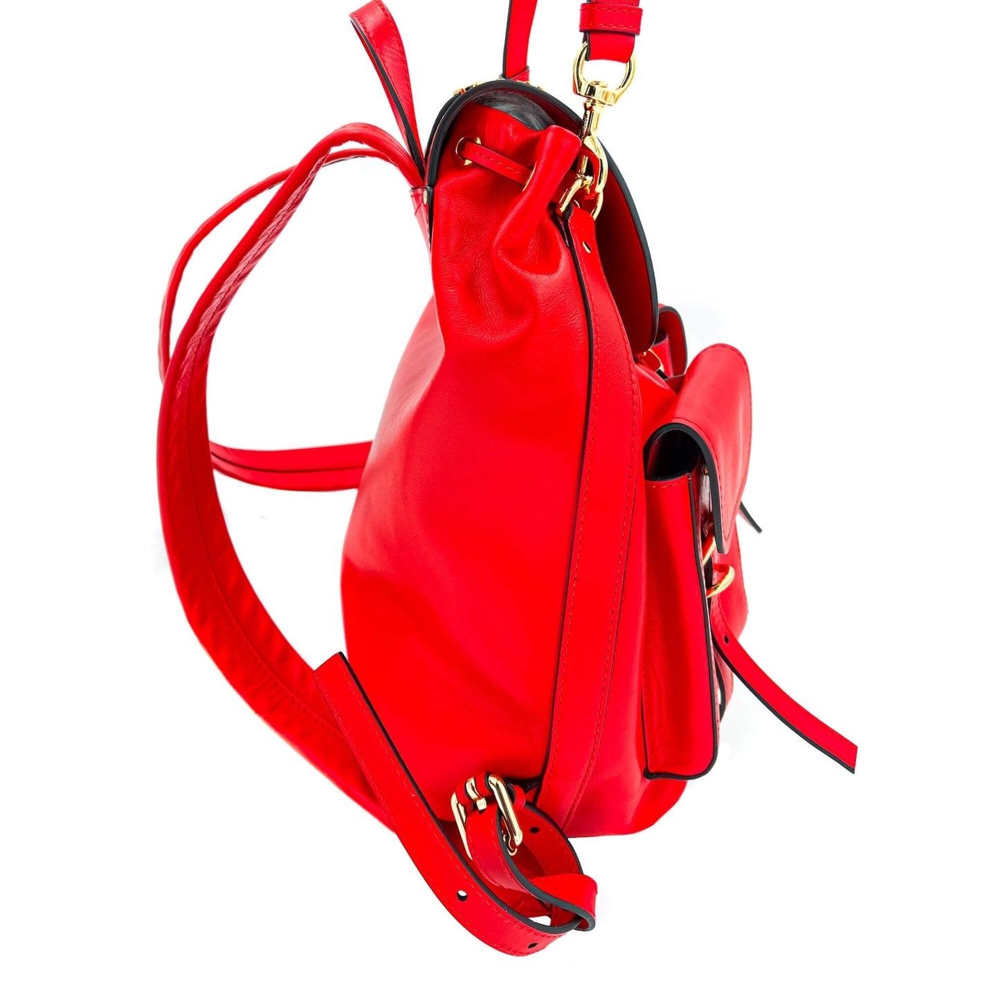 Leather Red Backpack