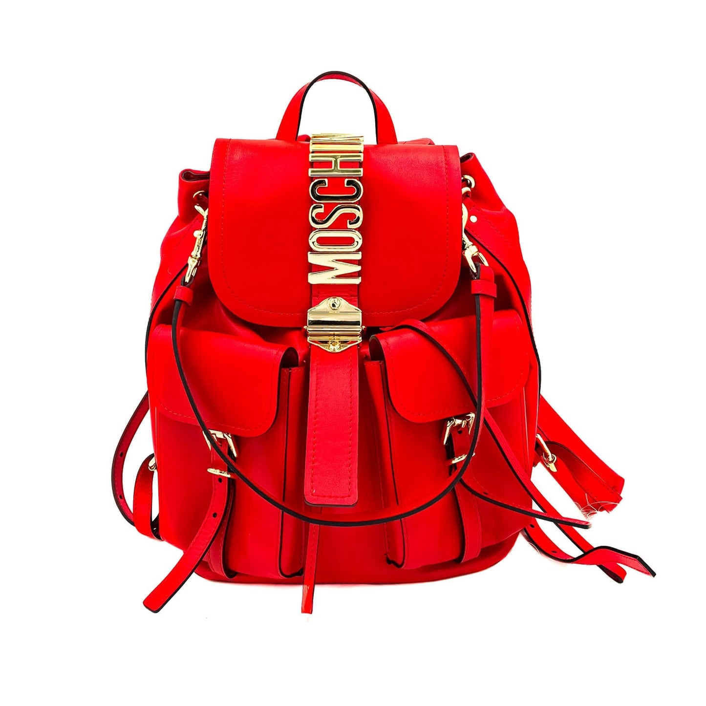 Leather Red Backpack