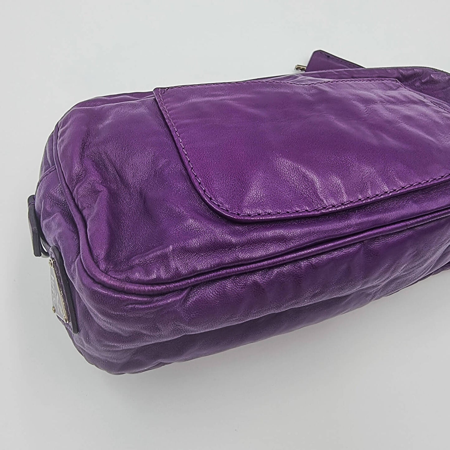 Purple leather cross-body
