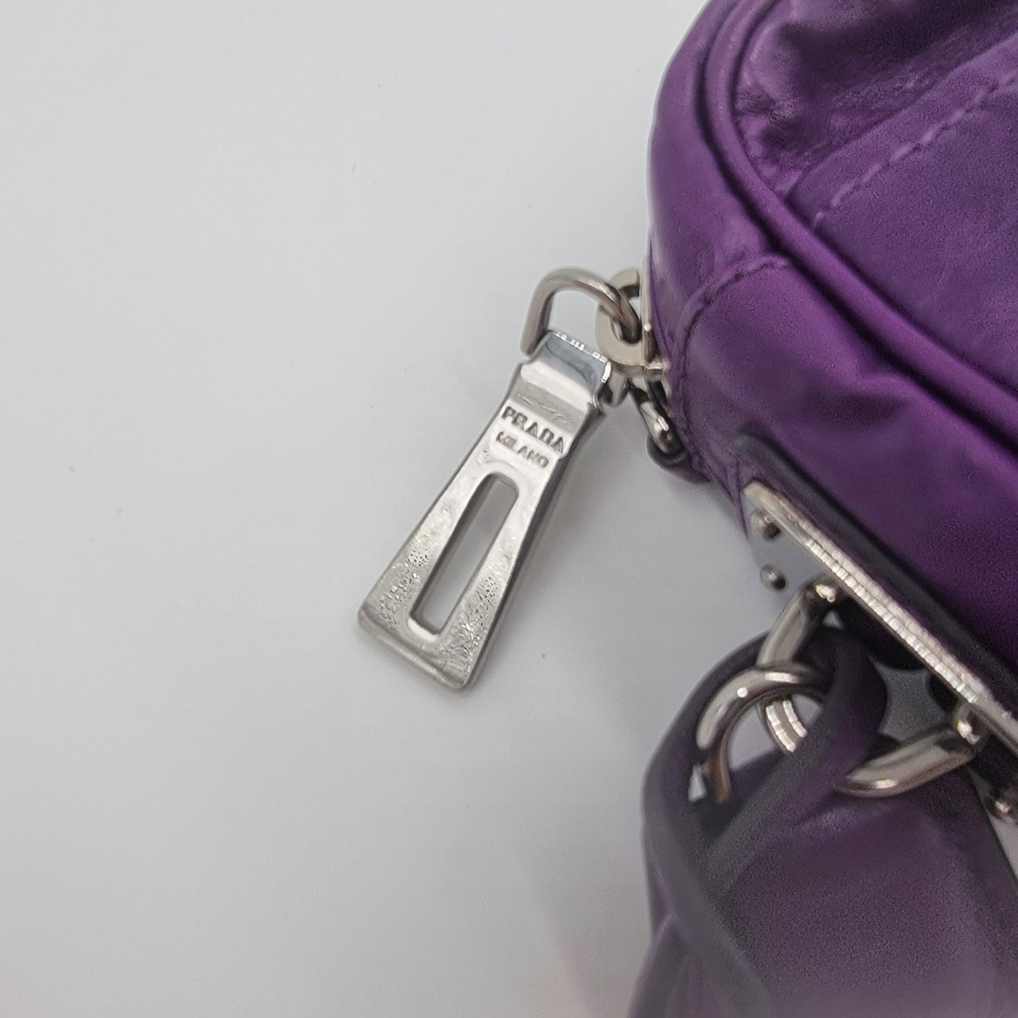 Purple leather cross-body
