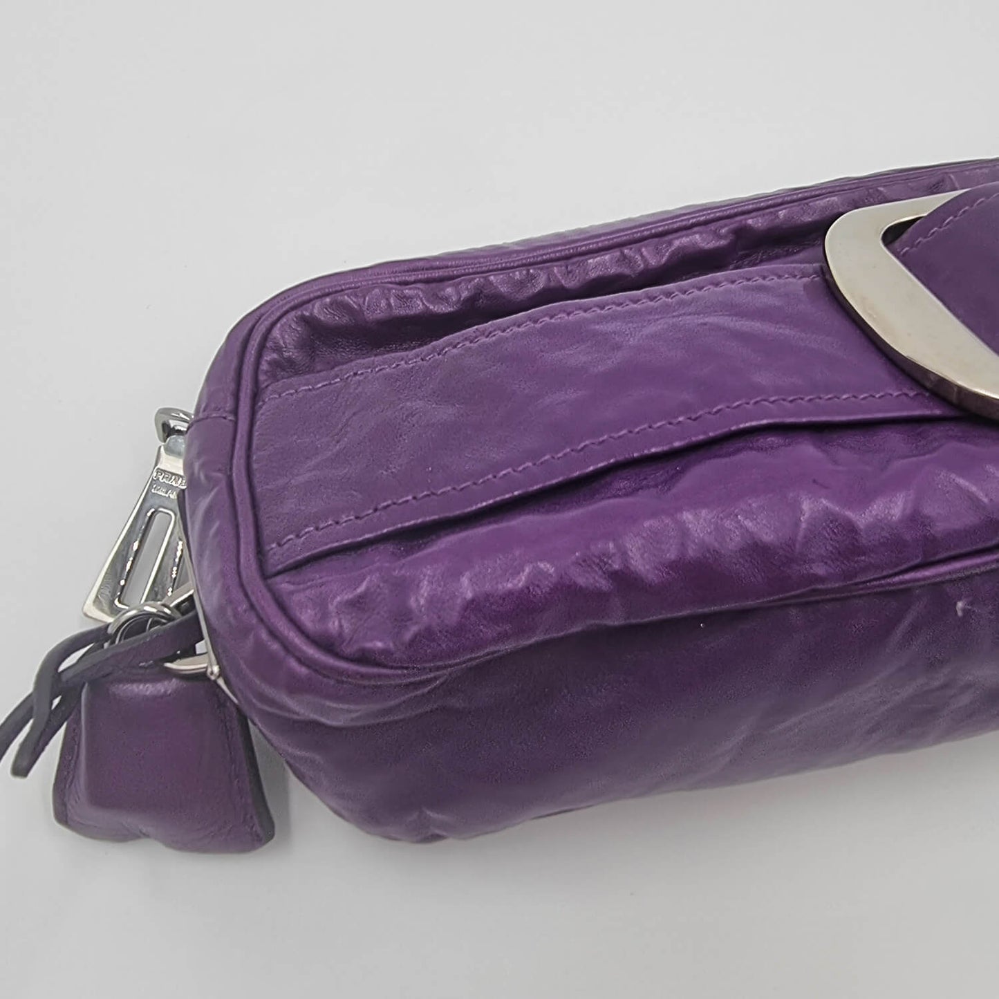 Purple leather cross-body