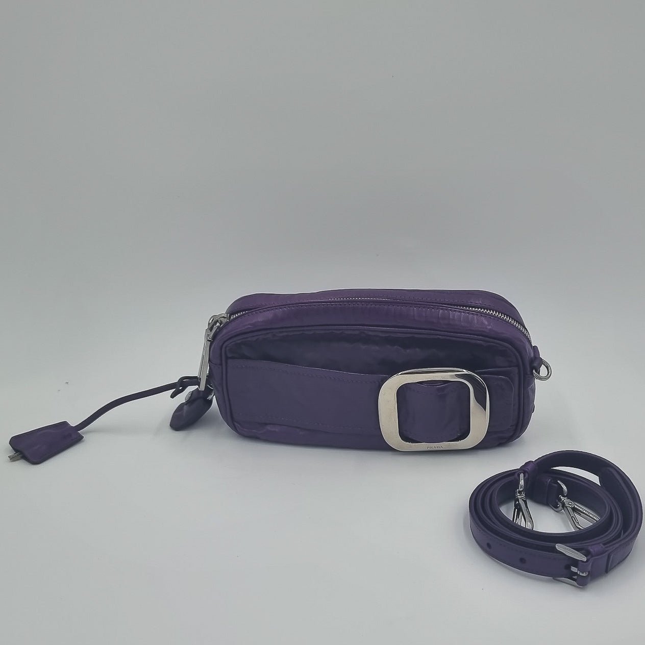 Purple leather cross-body