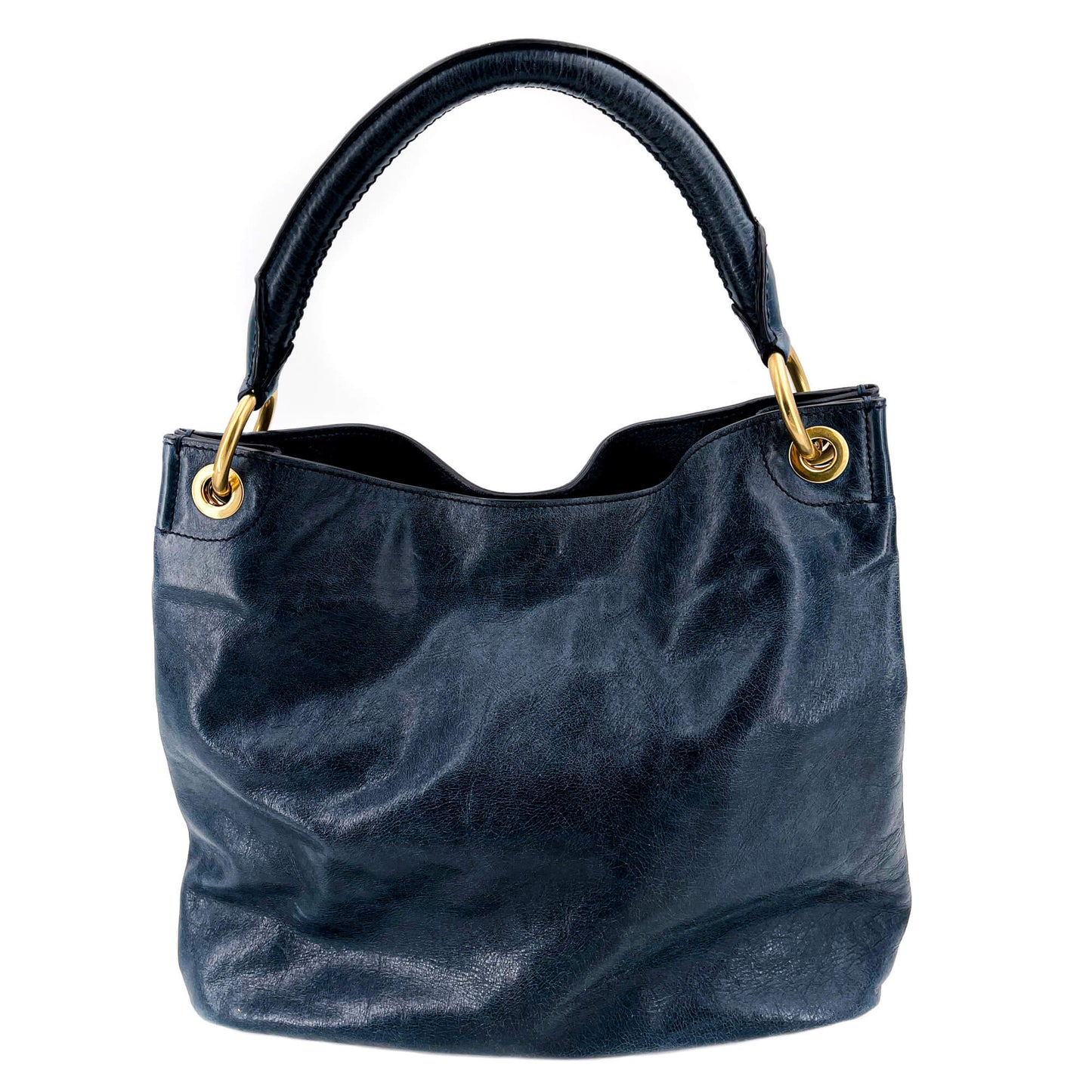 Shoulder Hobo Blue-Gray Leather