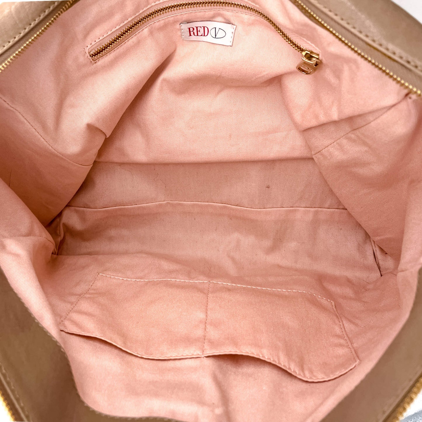 Shoulder Bag Beige Leather