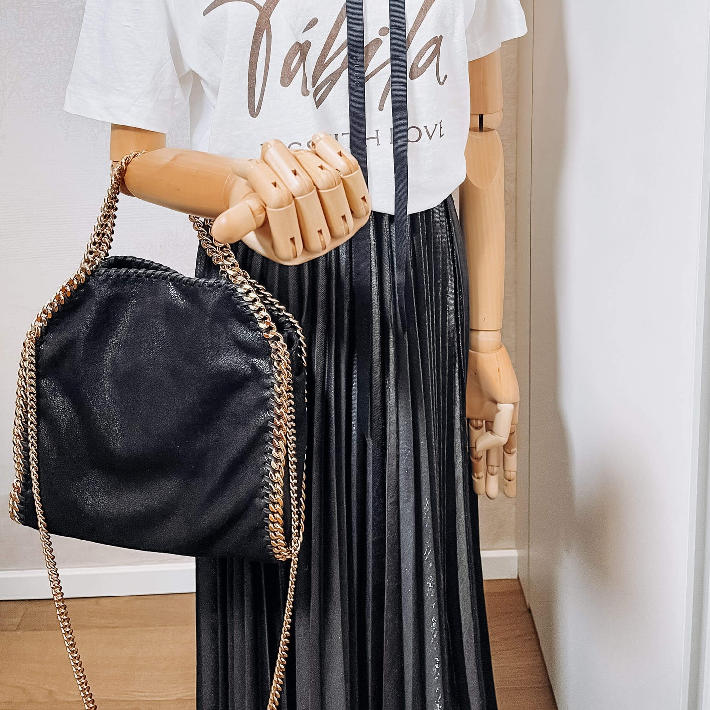 Falabella Mini Vegan Fabric Black Bag