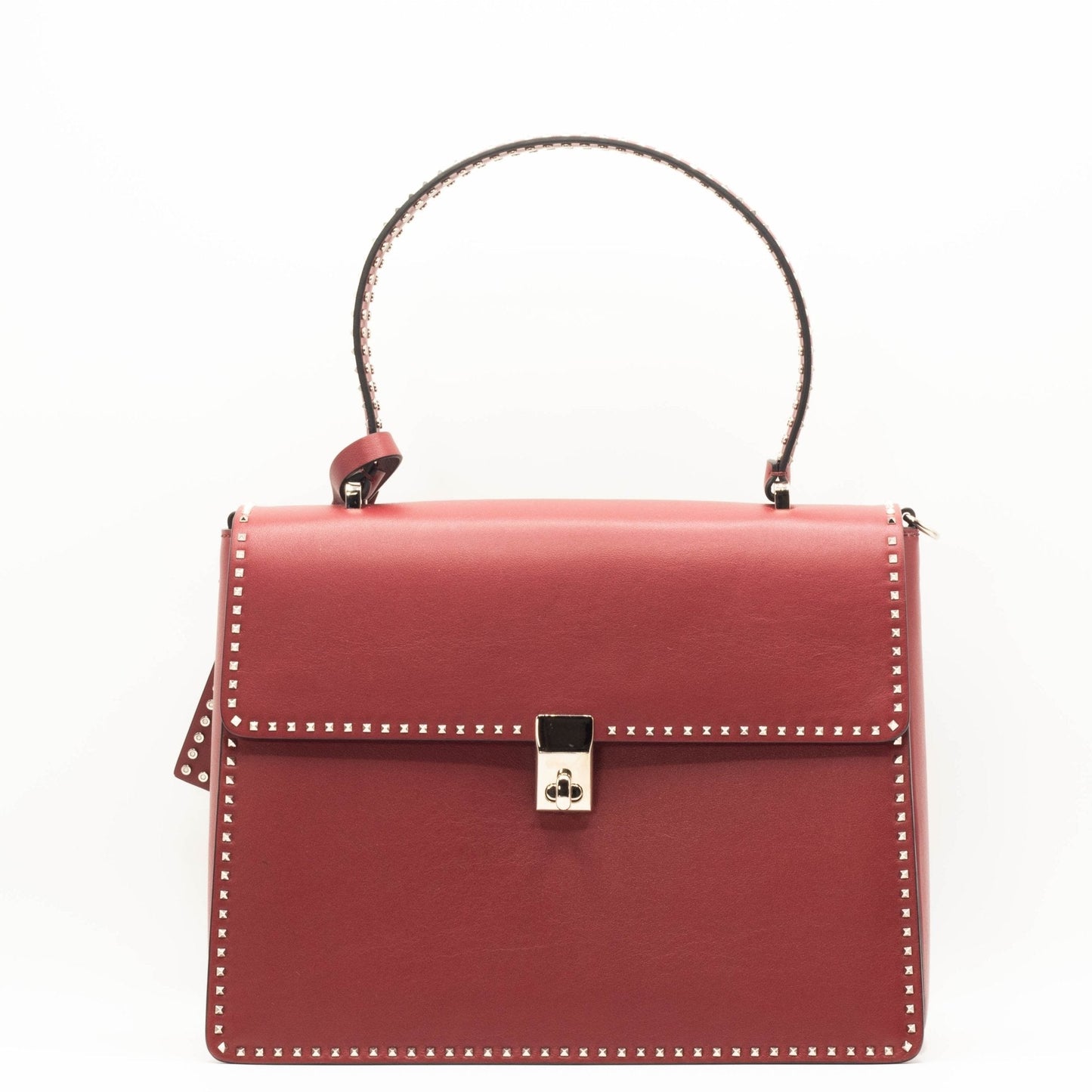 Red Leather Studs Shoulder Bag