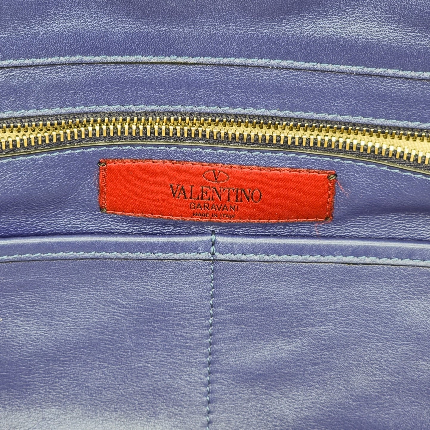 Rockstud Tote Blue Leather