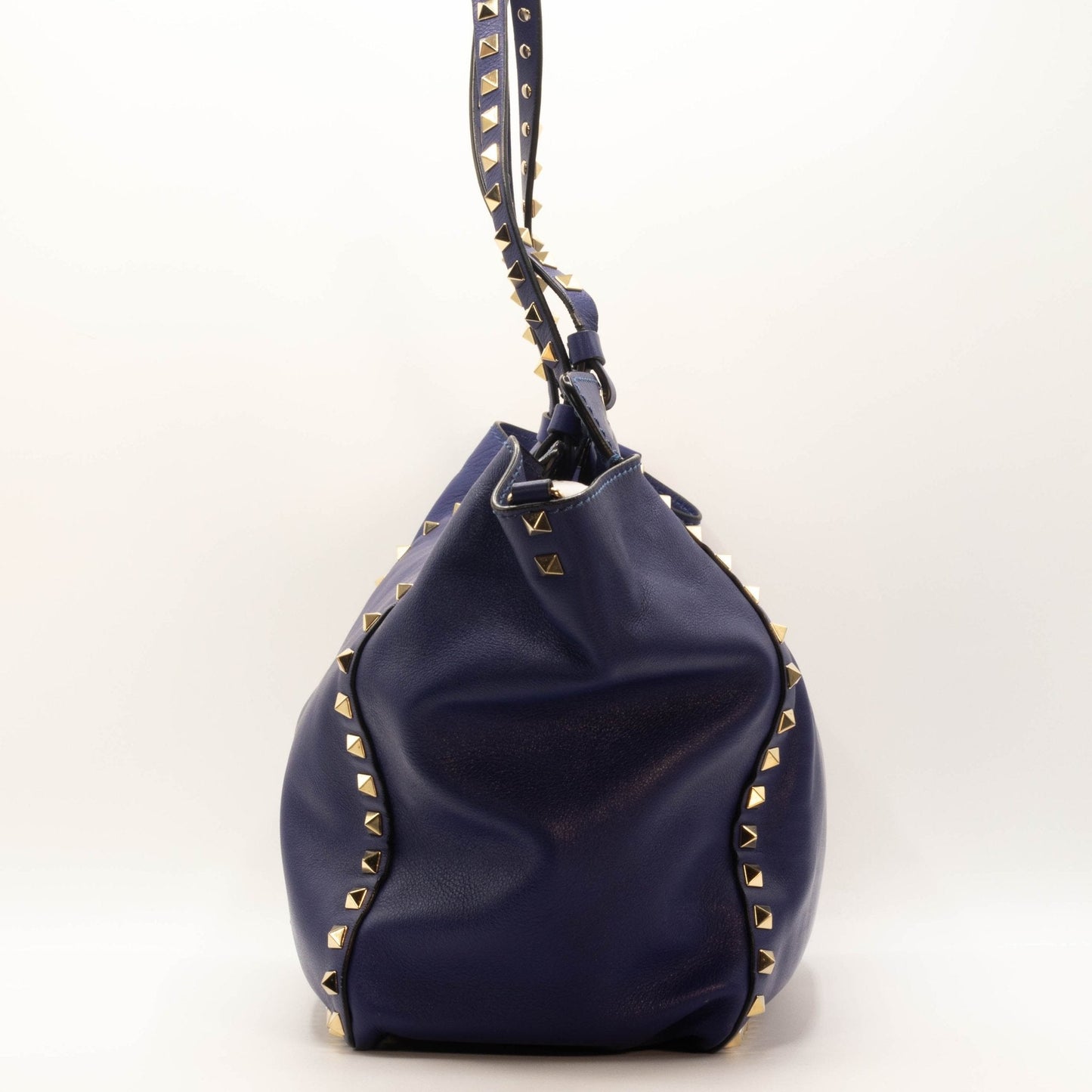 Rockstud Tote Blue Leather
