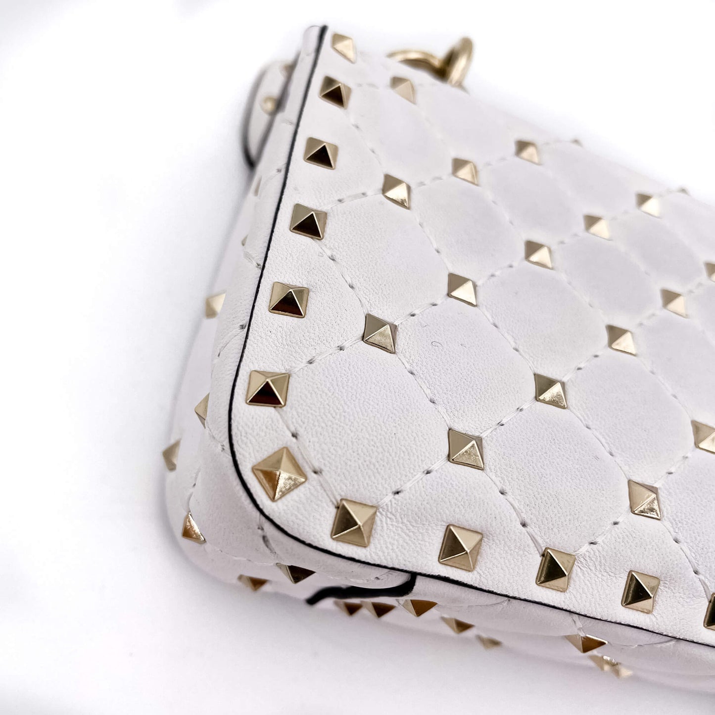 Small Rockstud Spike Nappa Leather 2way White