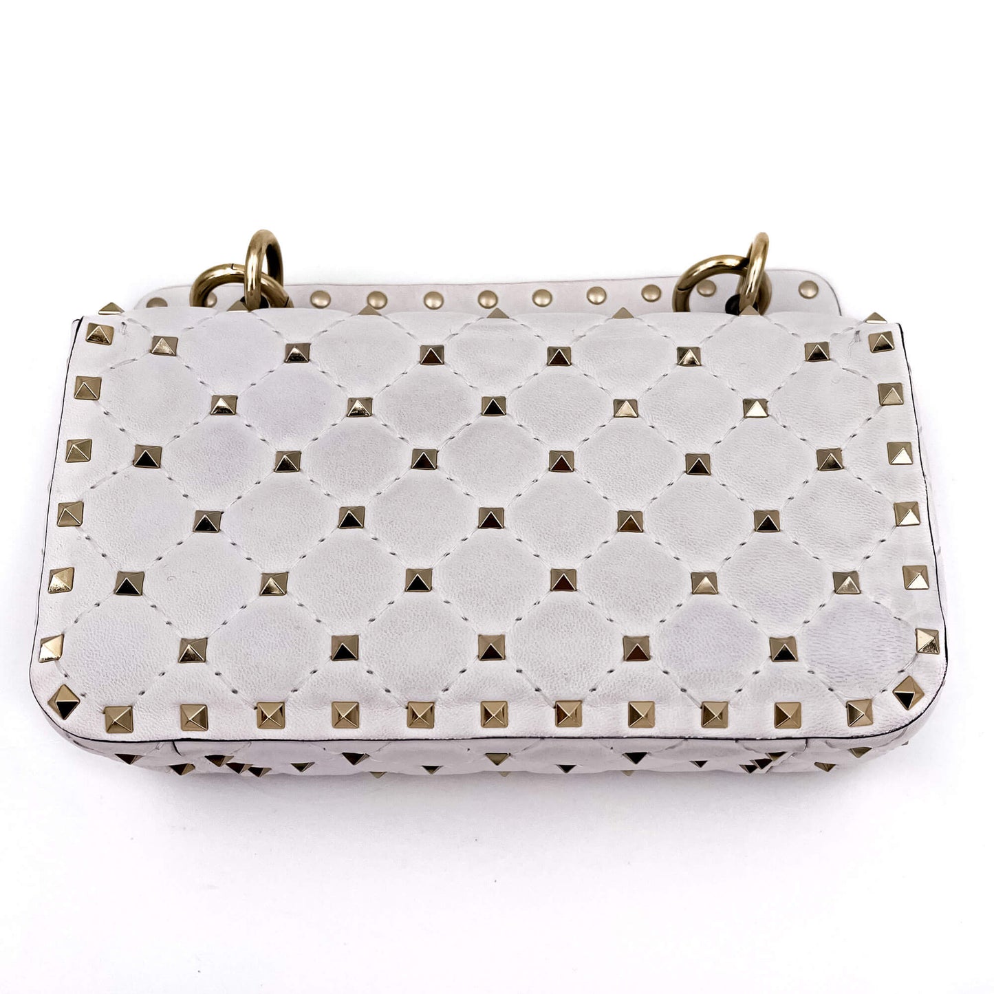 Small Rockstud Spike Nappa Leather 2way White