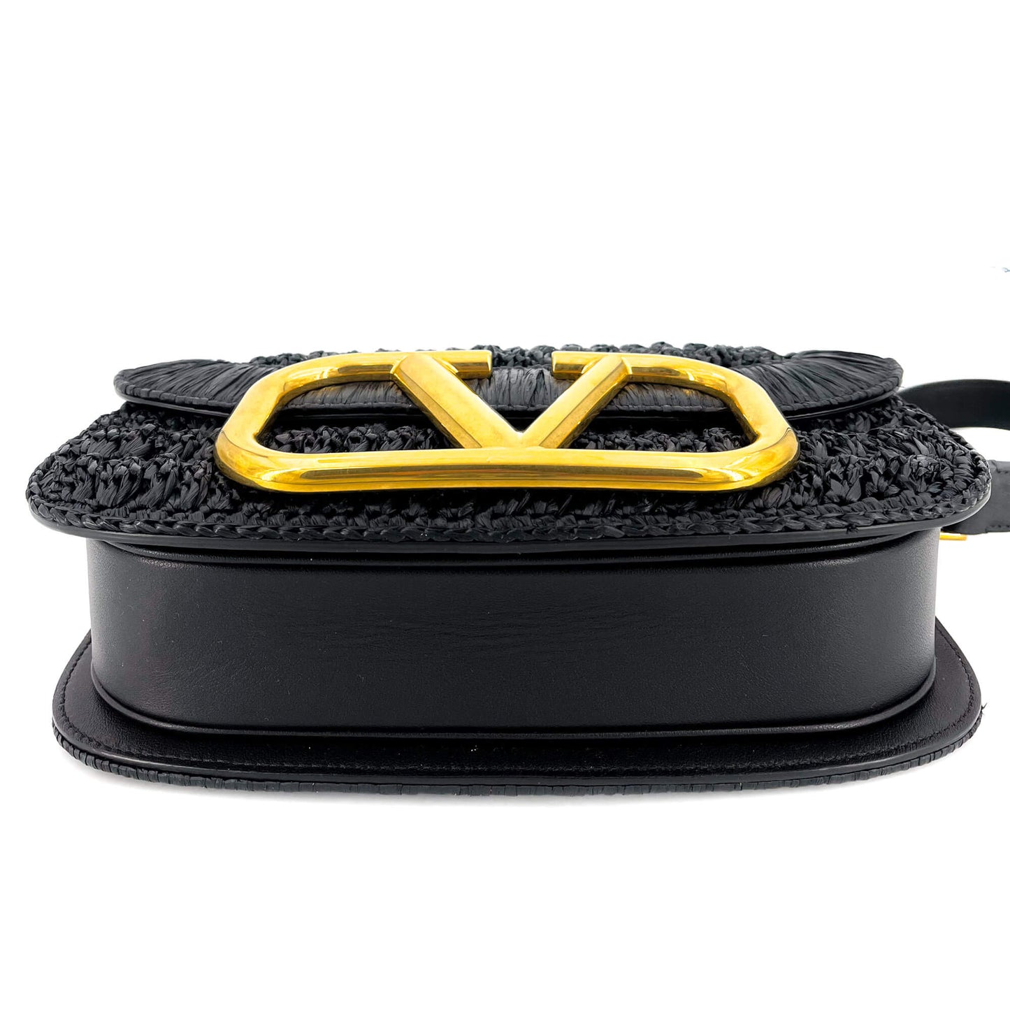 Supervee Black Raffia Shoulder Bag