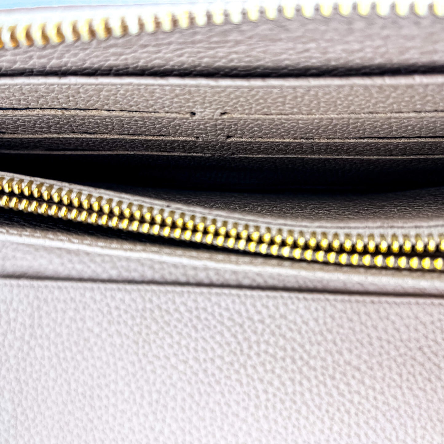 Zip-Around Wallet in Beige Leather