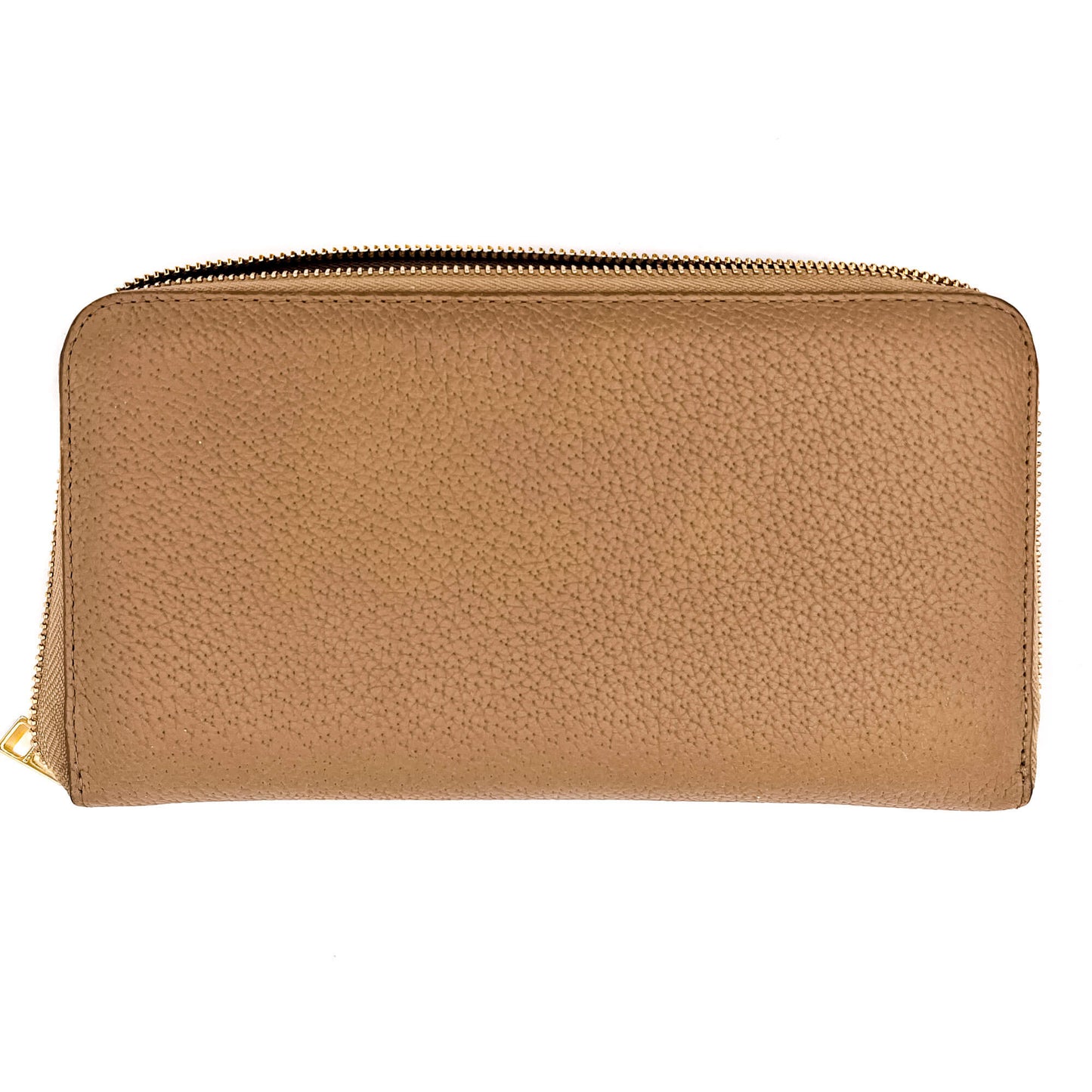 Zip-Around Wallet in Beige Leather