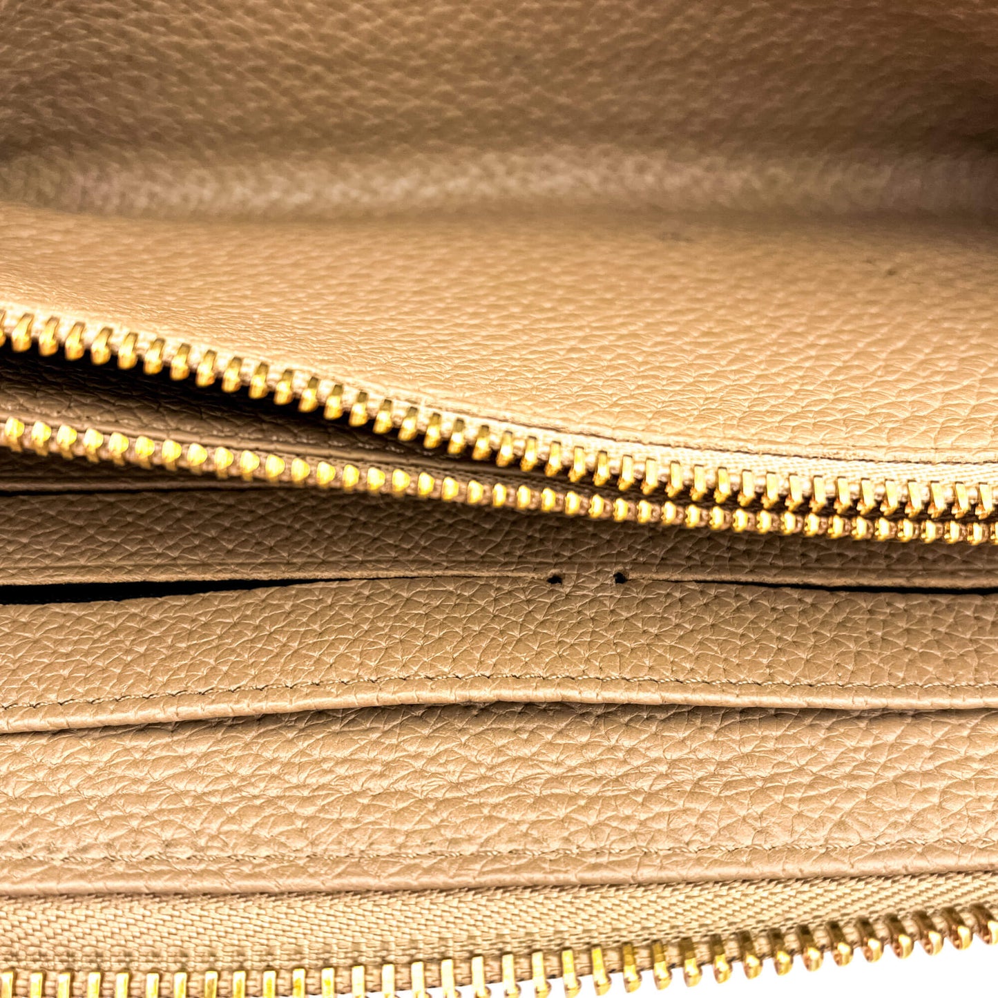 Zip-Around Wallet in Beige Leather