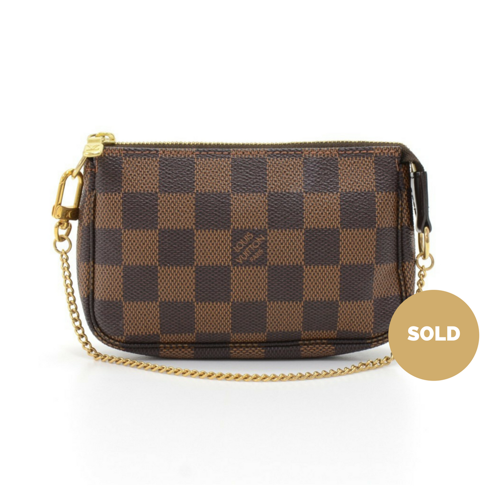 Louis Vuitto Mini Pochette Accessoires Damier EbÃ¨ne Canvas Evening Bag
