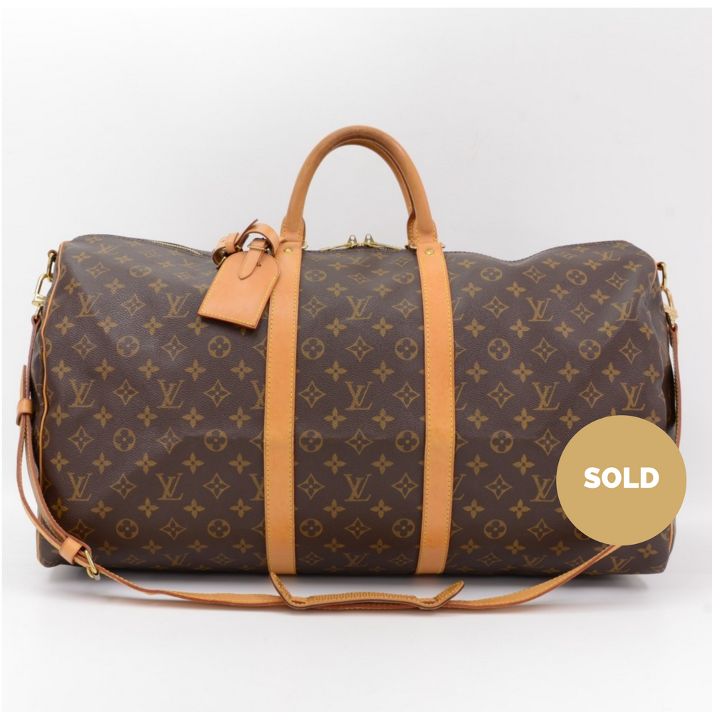 Louis Vuitto Monogram Canvas Keepall 55 Bandouliere Duffel Bag with Strap