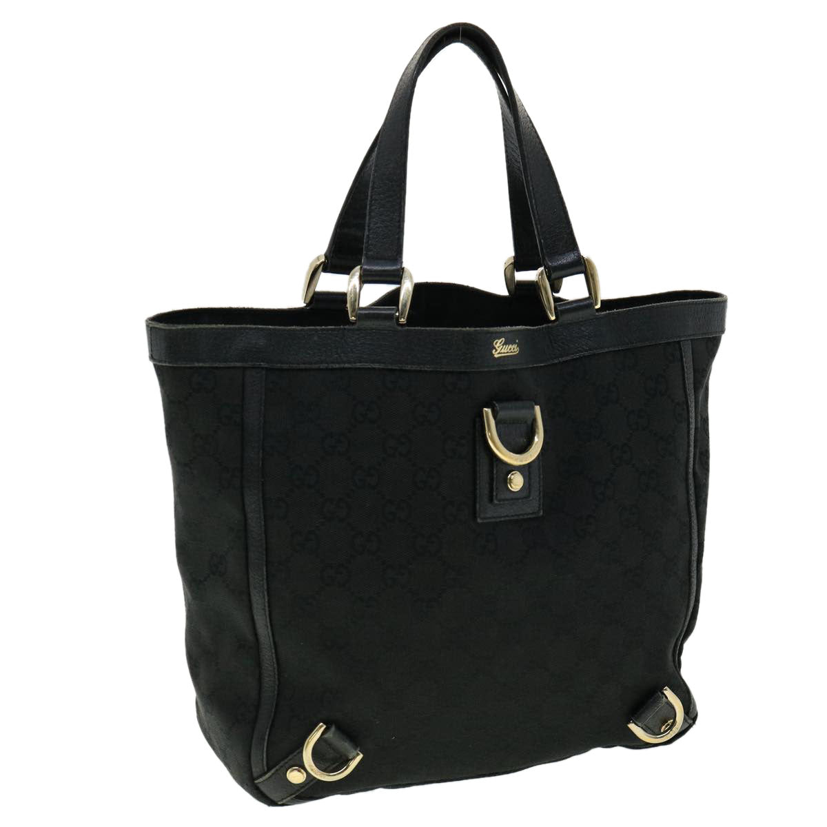 GUCCI GG Canvas Abbey Hand Bag Black tb089