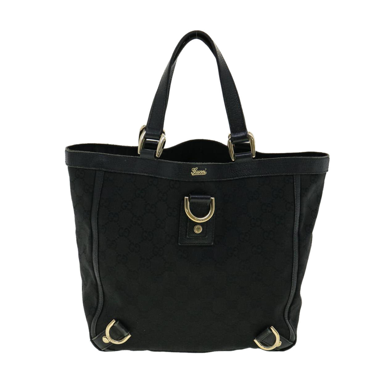 GUCCI GG Canvas Abbey Hand Bag Black tb089
