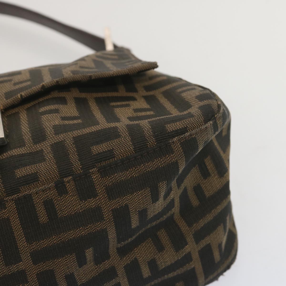 FENDI Zucca Canvas Mamma Baguette Shoulder Bag Black Brown tb1055