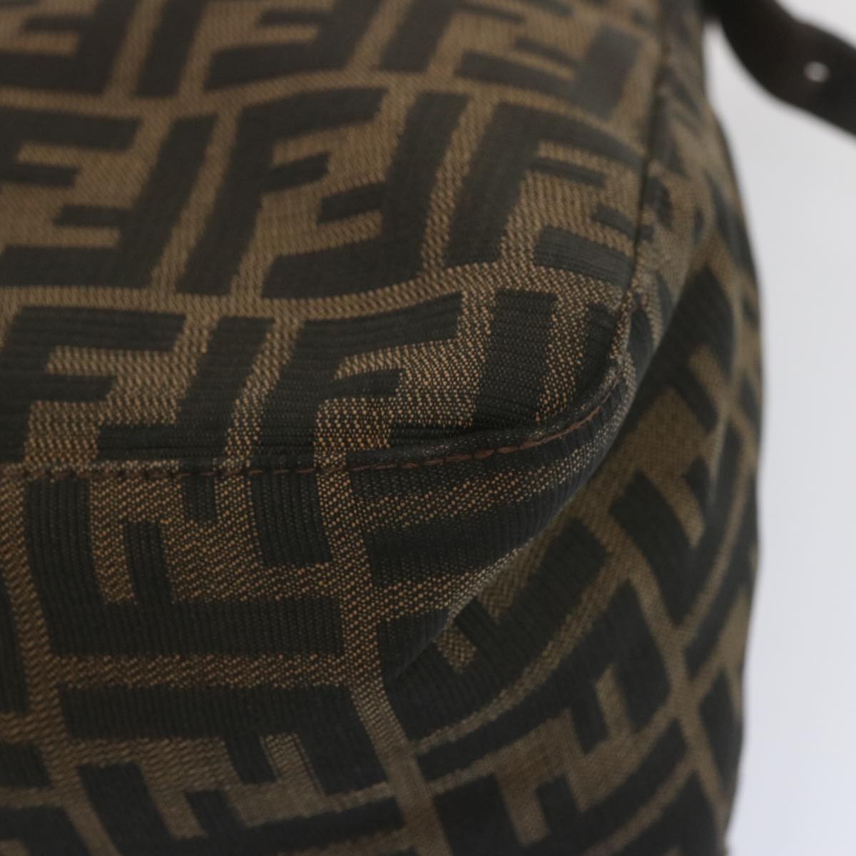 FENDI Zucca Canvas Mamma Baguette Shoulder Bag Black Brown tb1055