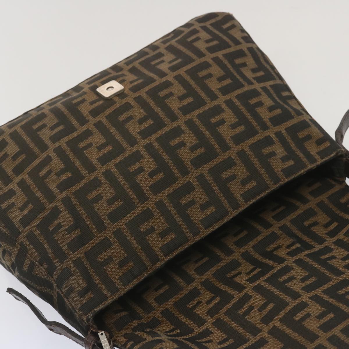 FENDI Zucca Canvas Mamma Baguette Shoulder Bag Black Brown tb1055