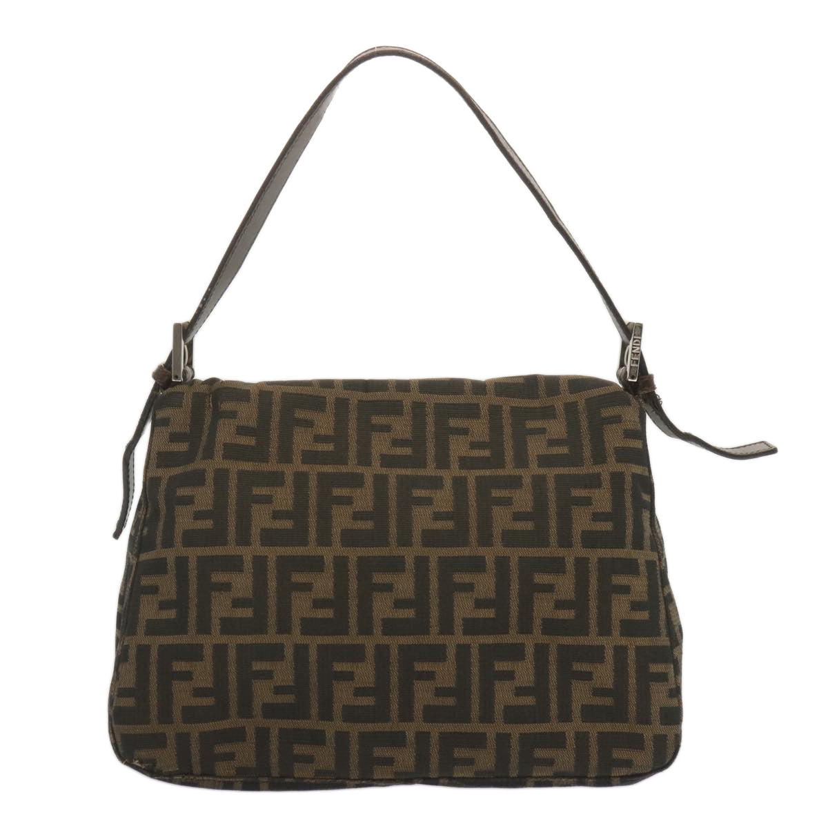 FENDI Zucca Canvas Mamma Baguette Shoulder Bag Black Brown tb1055