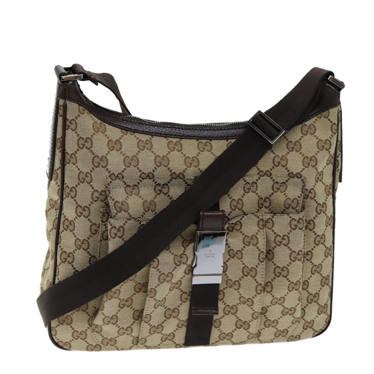 GUCCI GG Canvas Shoulder Bag Beige 131211 tb1106