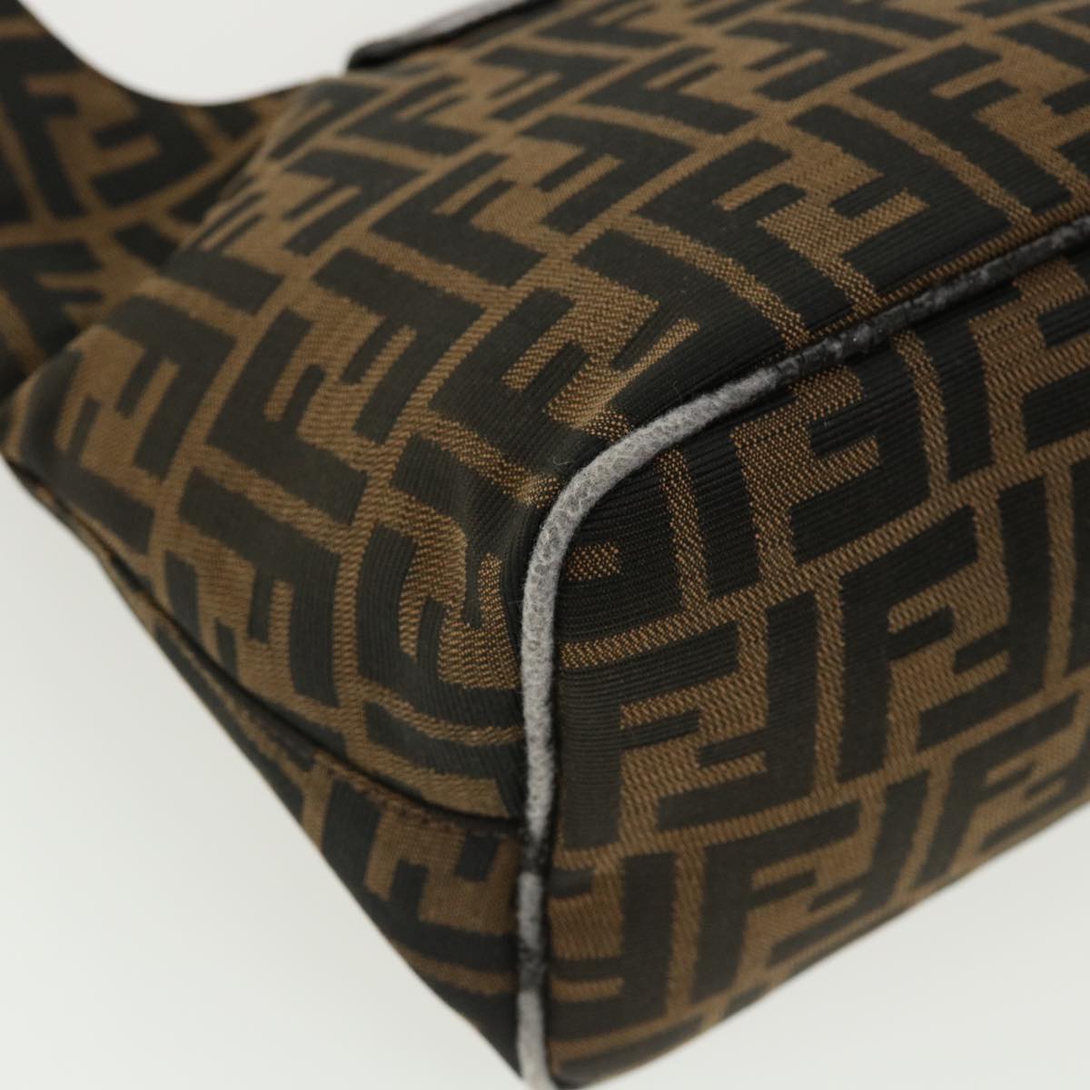FENDI Mamma Baguette Zucca Canvas Shoulder Bag Brown tb146