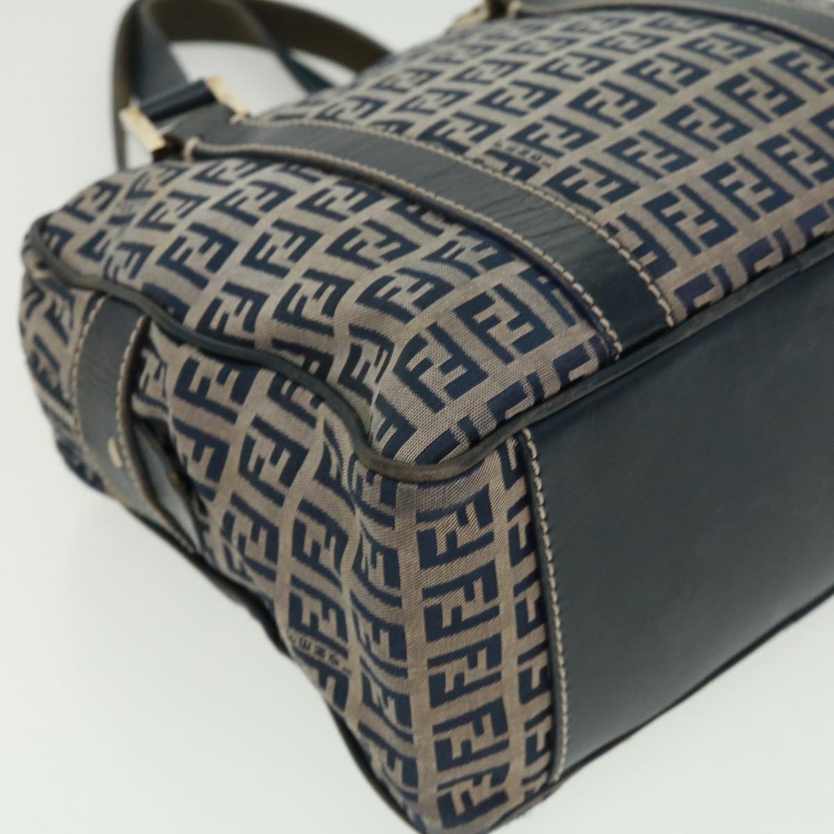 FENDI Zucchino Canvas Hand Bag Navy tb255