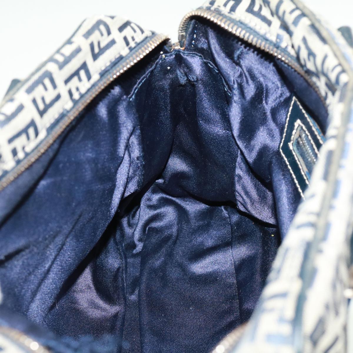 FENDI Zucchino Canvas Hand Bag Navy tb255