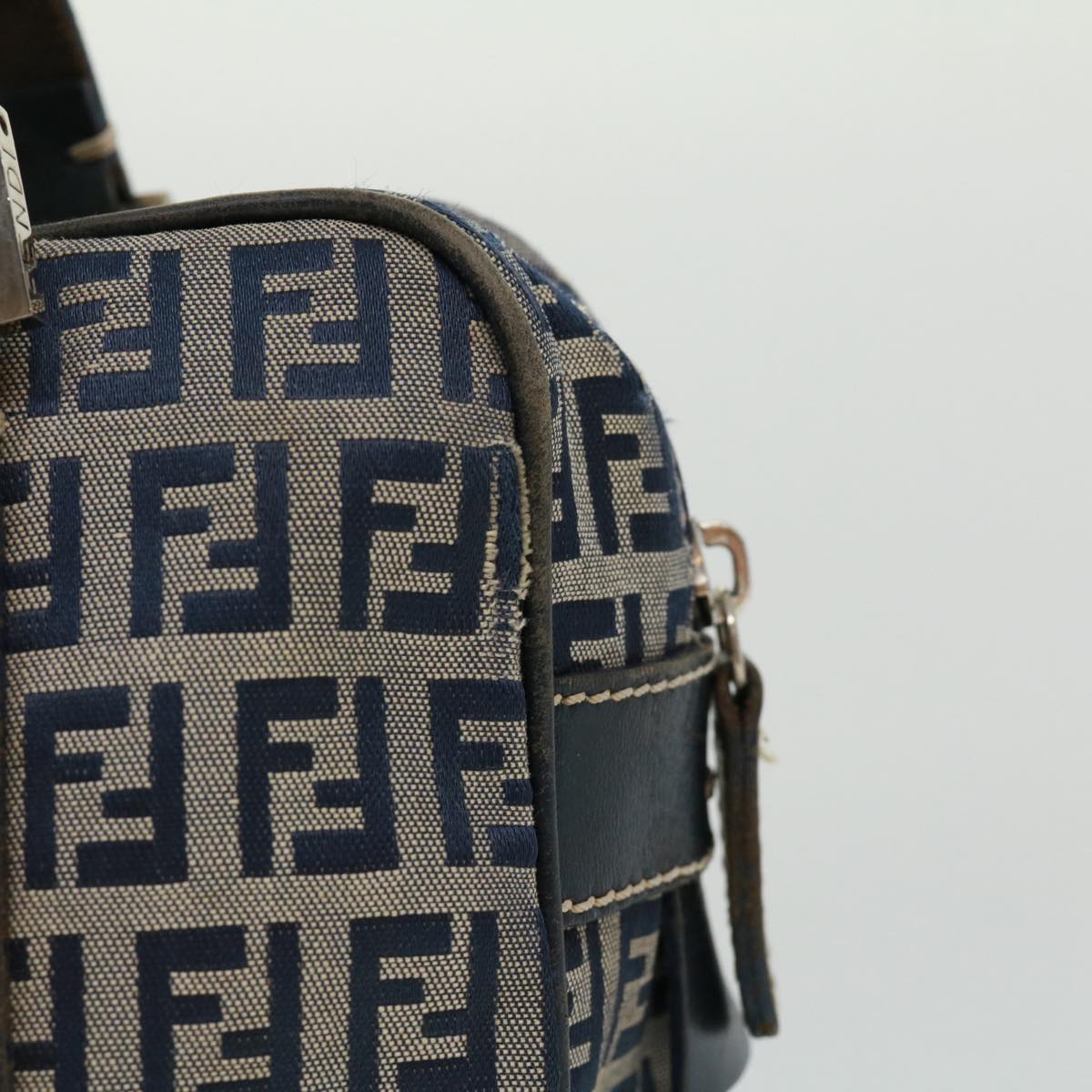 FENDI Zucchino Canvas Hand Bag Navy tb255