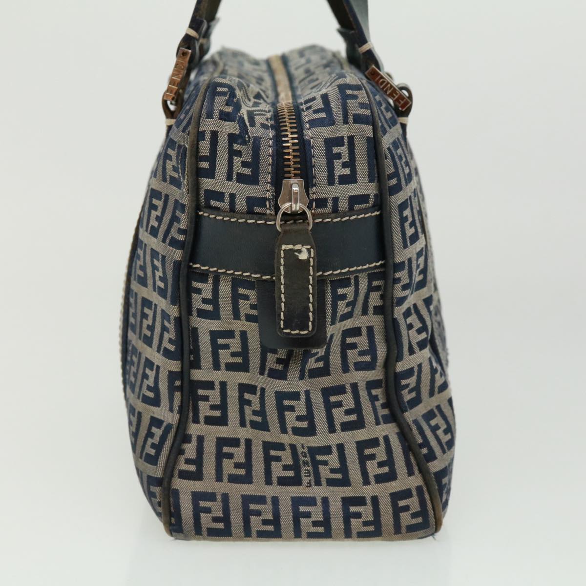 FENDI Zucchino Canvas Hand Bag Navy tb255