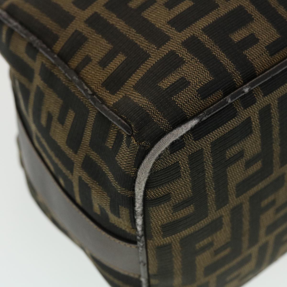 FENDI Zucca Canvas Vanity Pouch Hand Bag Nylon Brown Black tb667